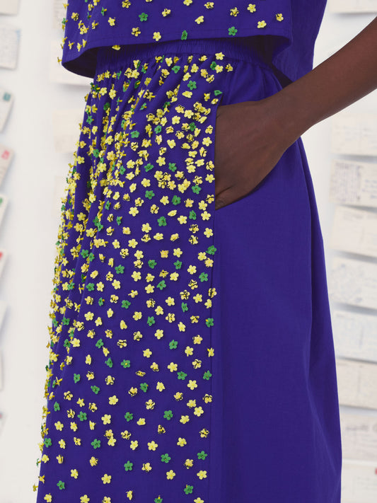 MANTOU TINY FLOWERS SKIRT NAVY YELLOW