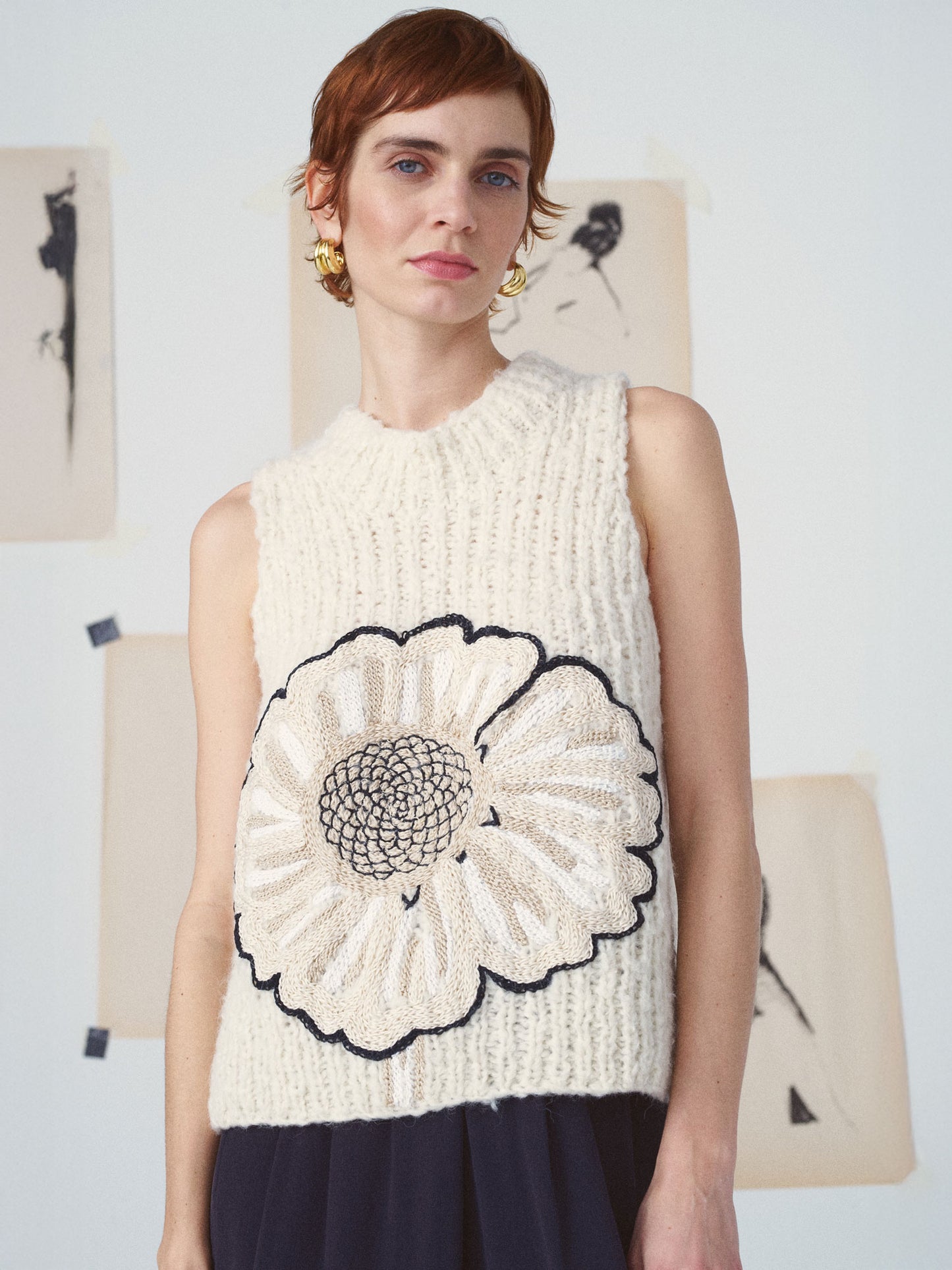MAYA FLOWER KNIT BY HAND OFF WHITE/ MULTI