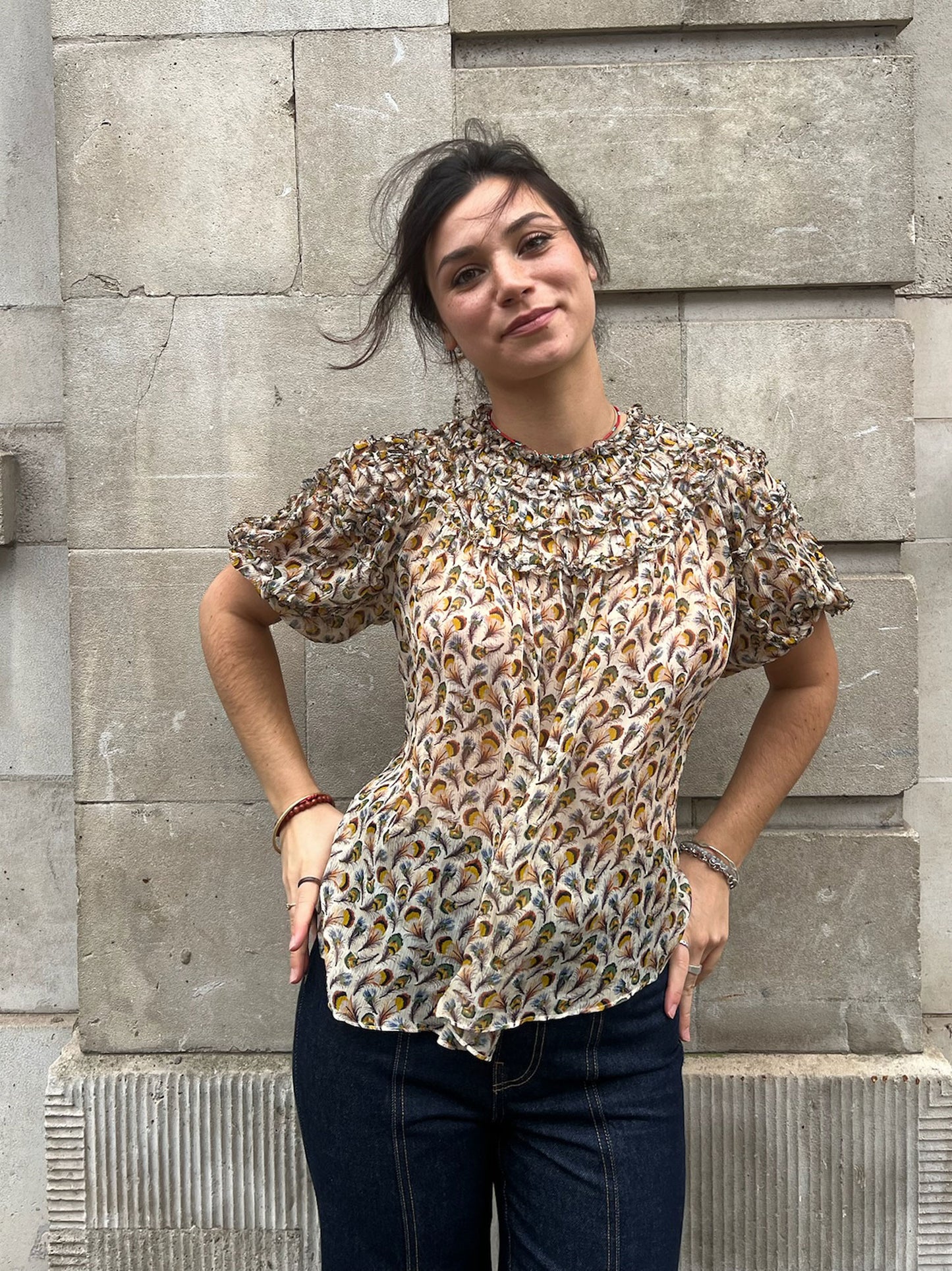 ISOLDA SILK SS BLOUSE SWAN