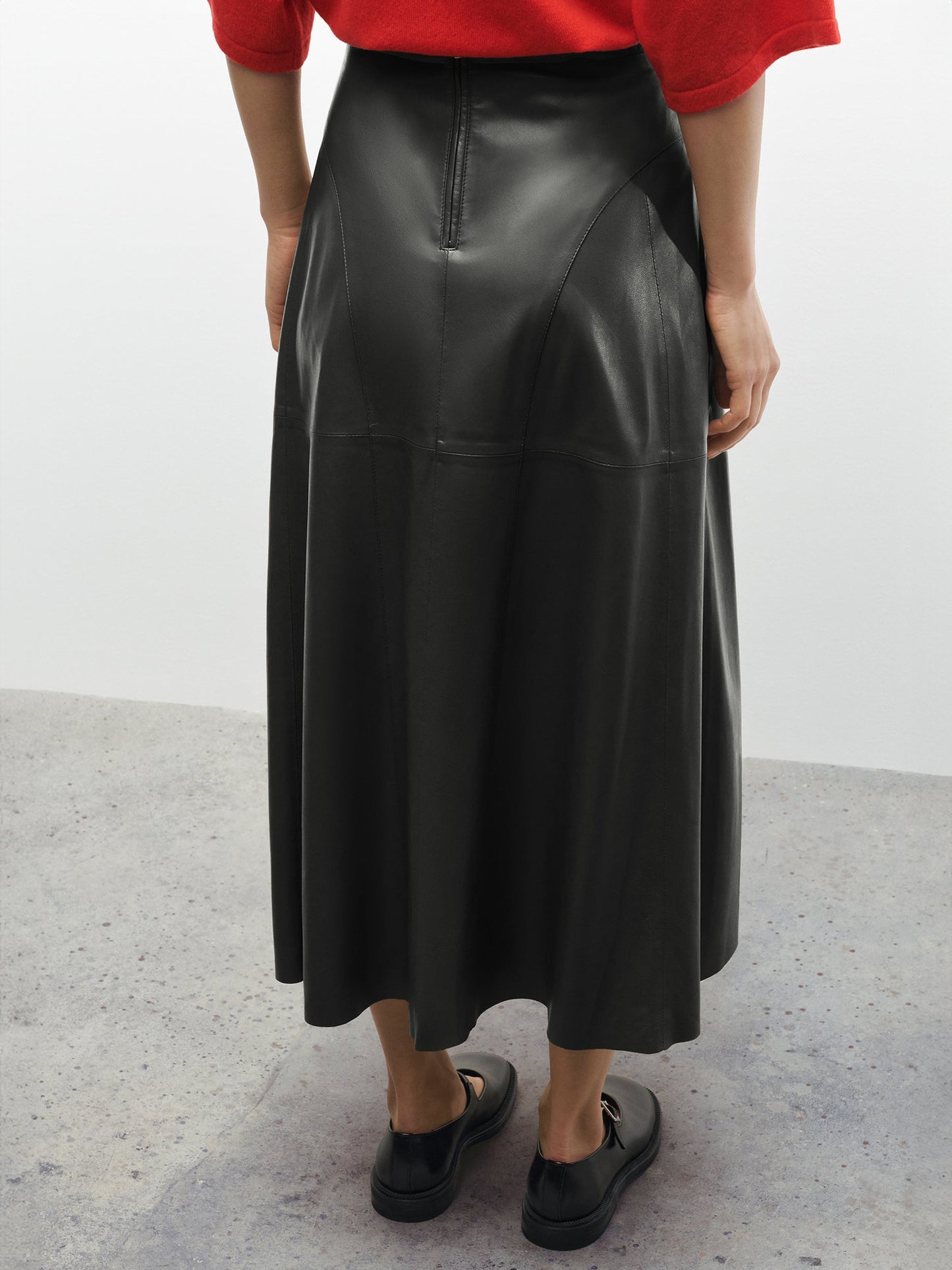 INDRINA LEATHER SKIRT BLACK