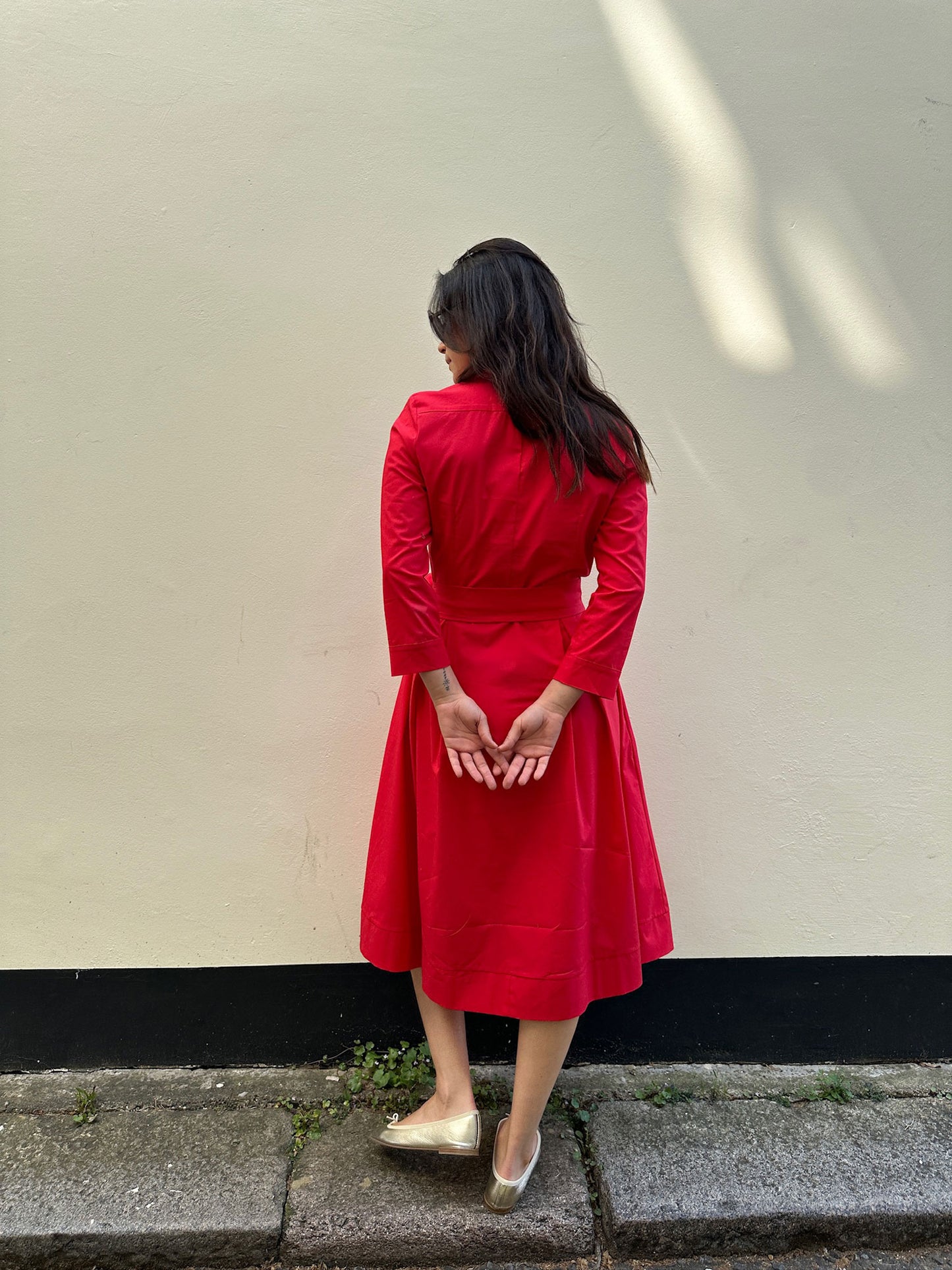 21-MED SHIRT DRESS RED RED