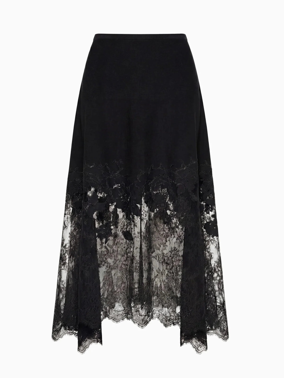 JOSINA LACE MIDI KNIT SKIRT BLACK