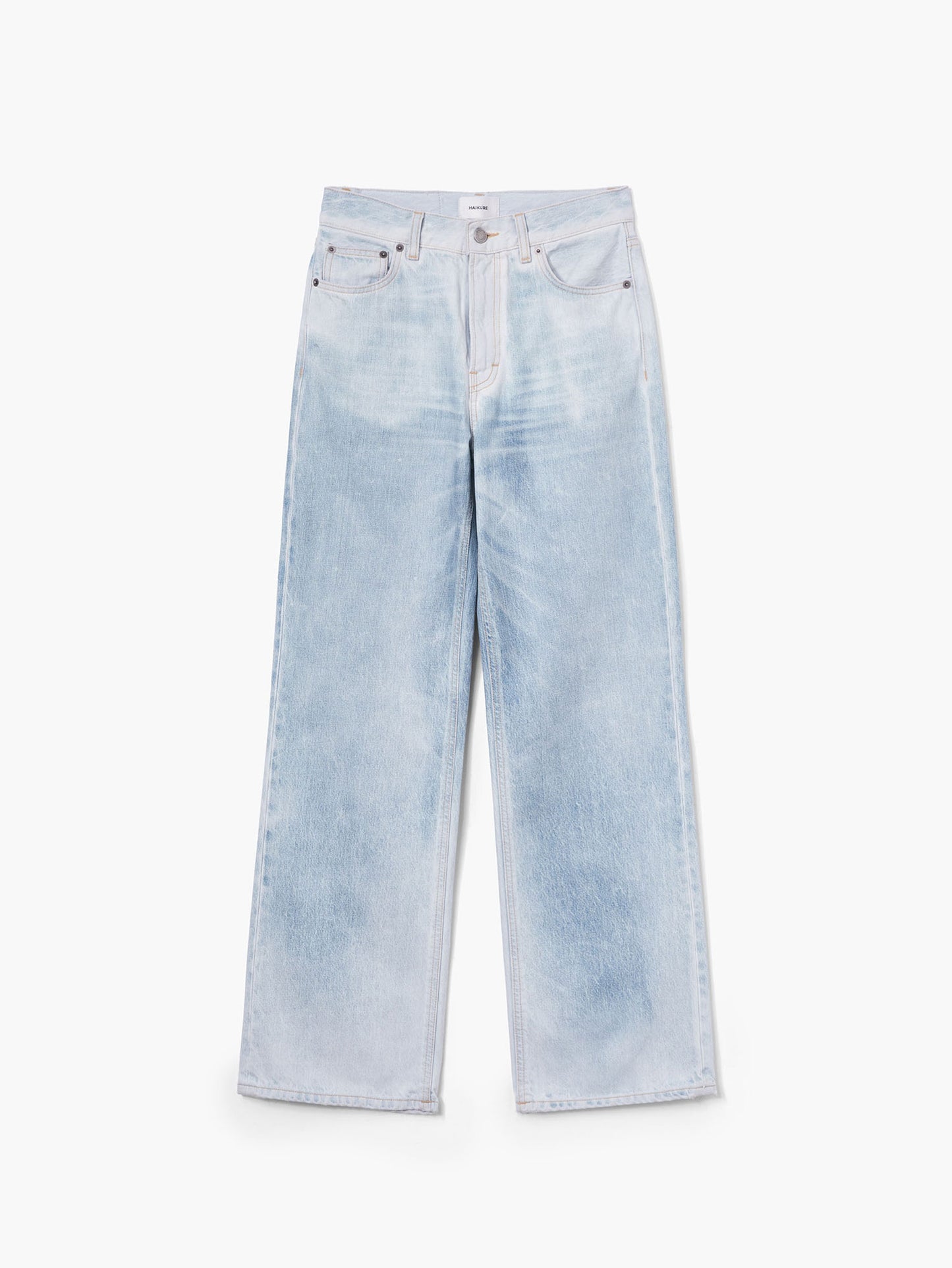 Light blue jeans on a white background