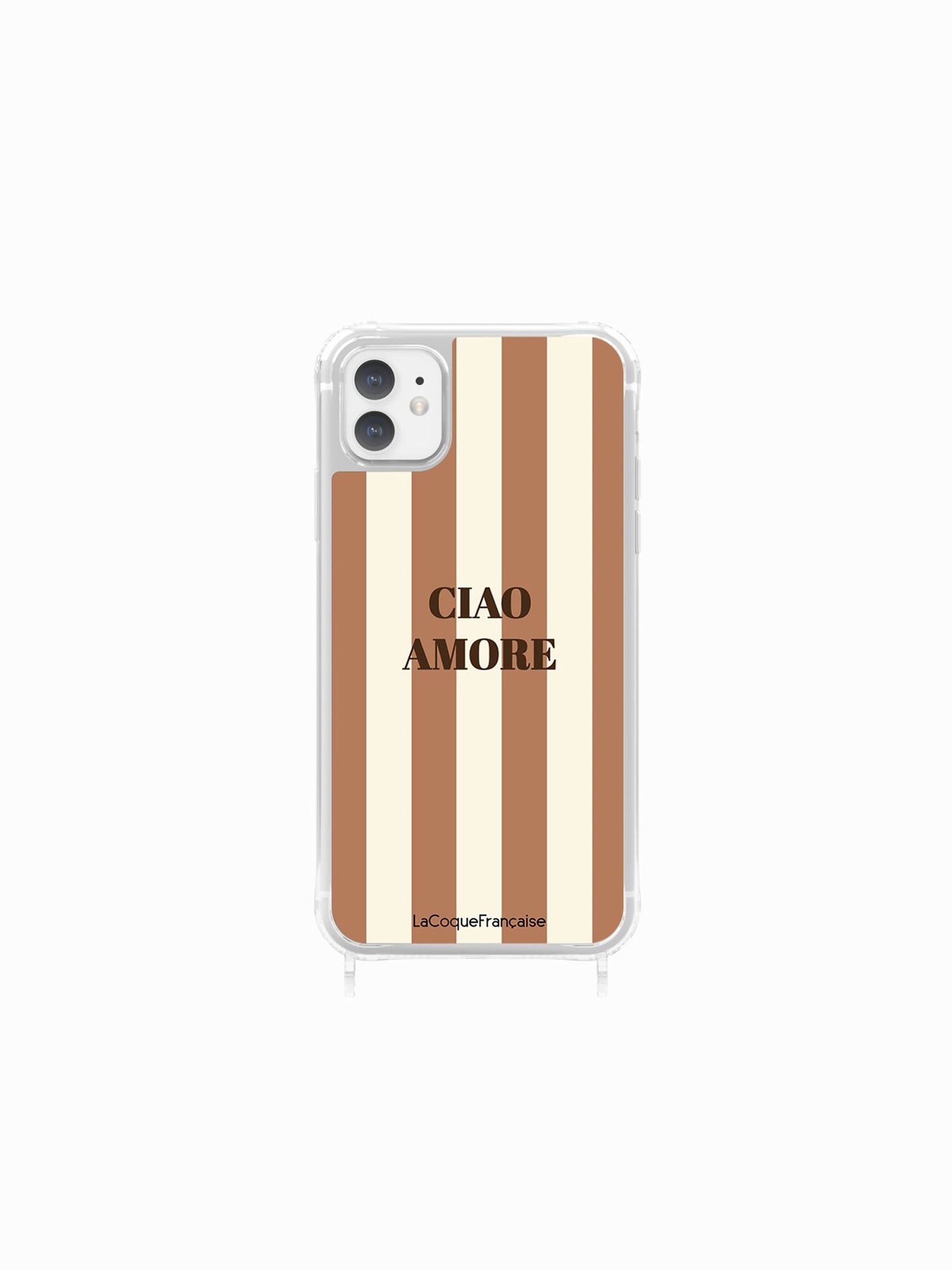 IPHONE 16 CASE CIAO AMORE BEIGE BROWN STRIPE