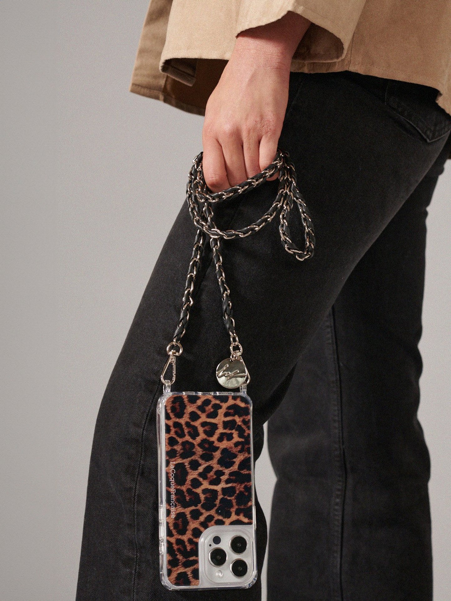 LOU PHONE CHAIN BLACK SILVER - 120CM