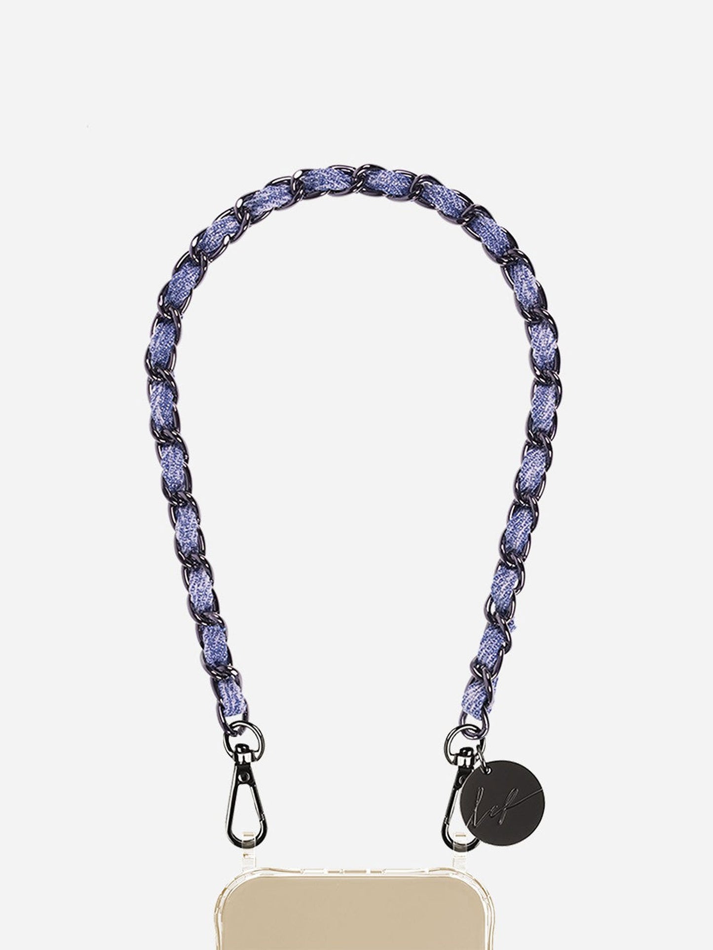 CALI WRIST PHONE CHAIN BLACK BLUE JEAN - 40CM