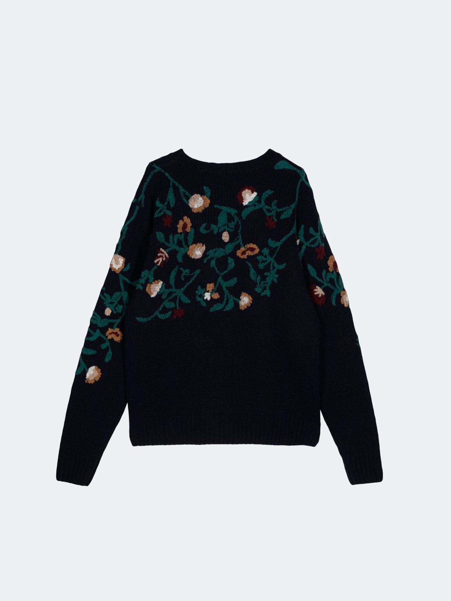 EMBROIDERED FLORAL CREWNECK KNIT NAVY
