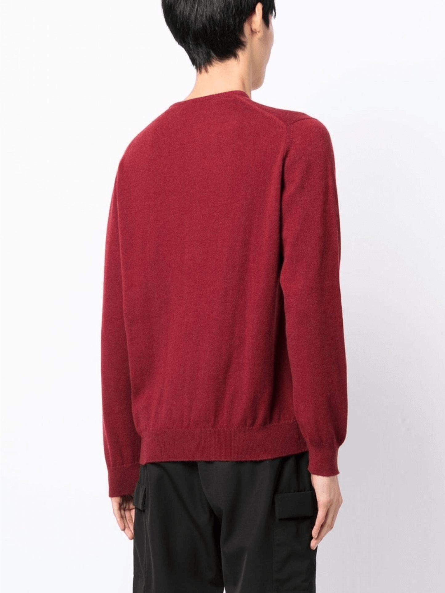 PULL COL V EN CACHEMIRE BORDEAUX