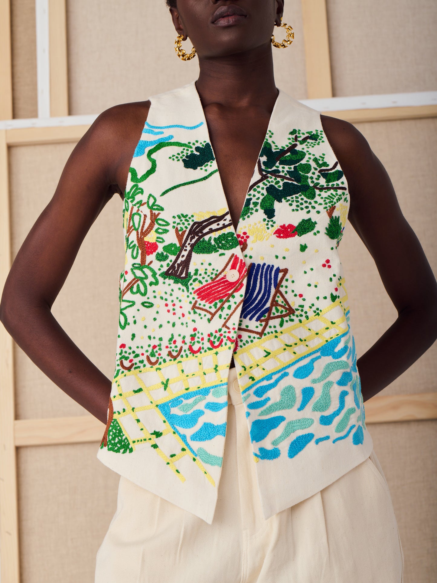 PACO EMBROIDERED GILET POOL DAY