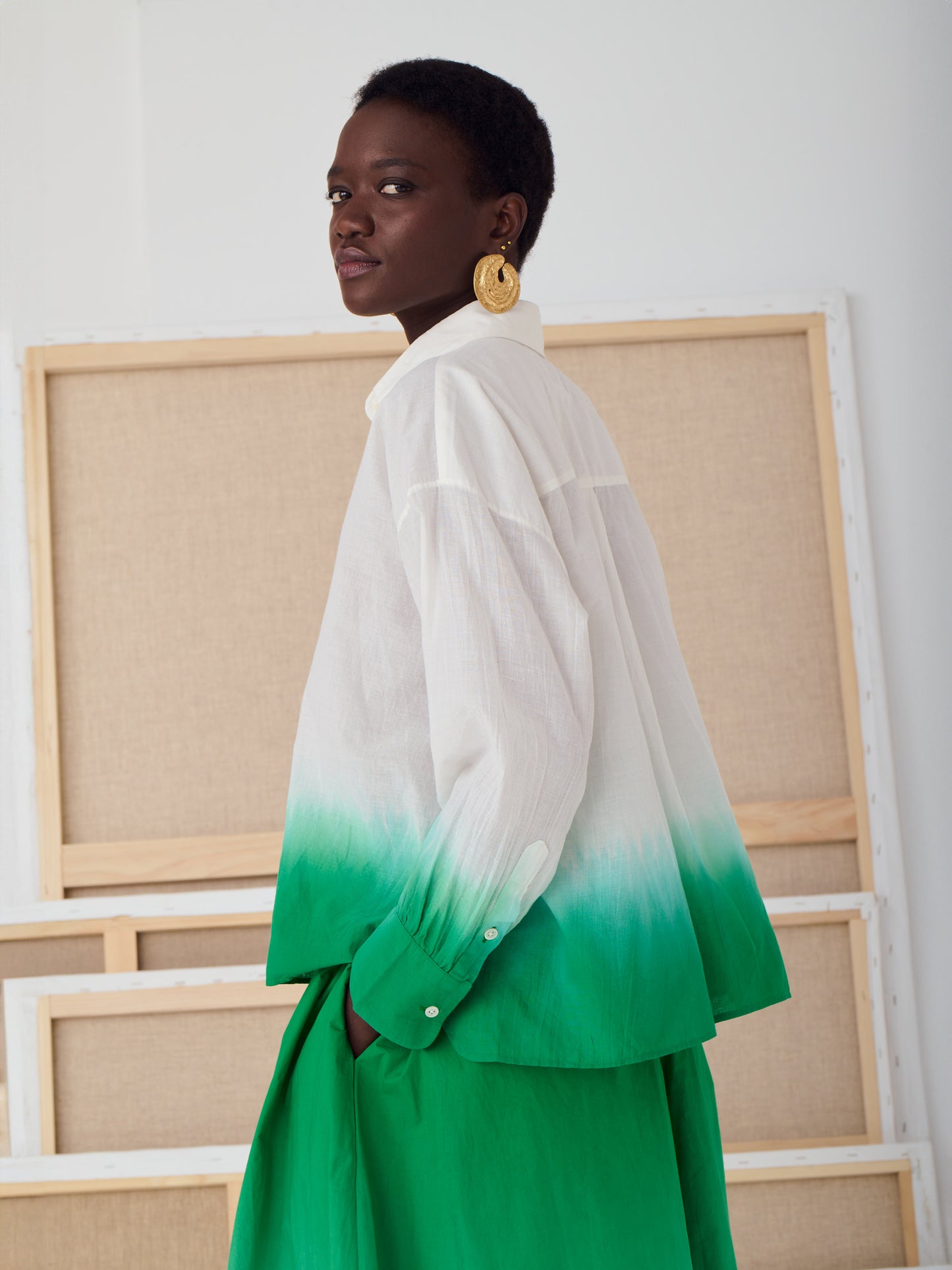 GRETA DIP DYE SHIRT GREEN