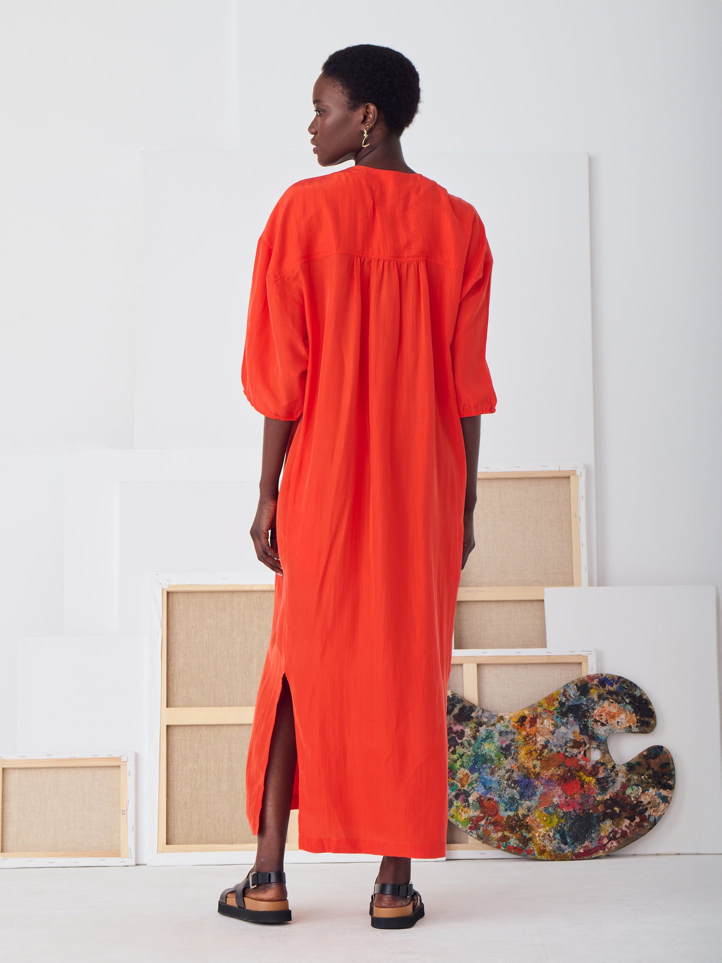 MARINA DRESS RED SILK RED