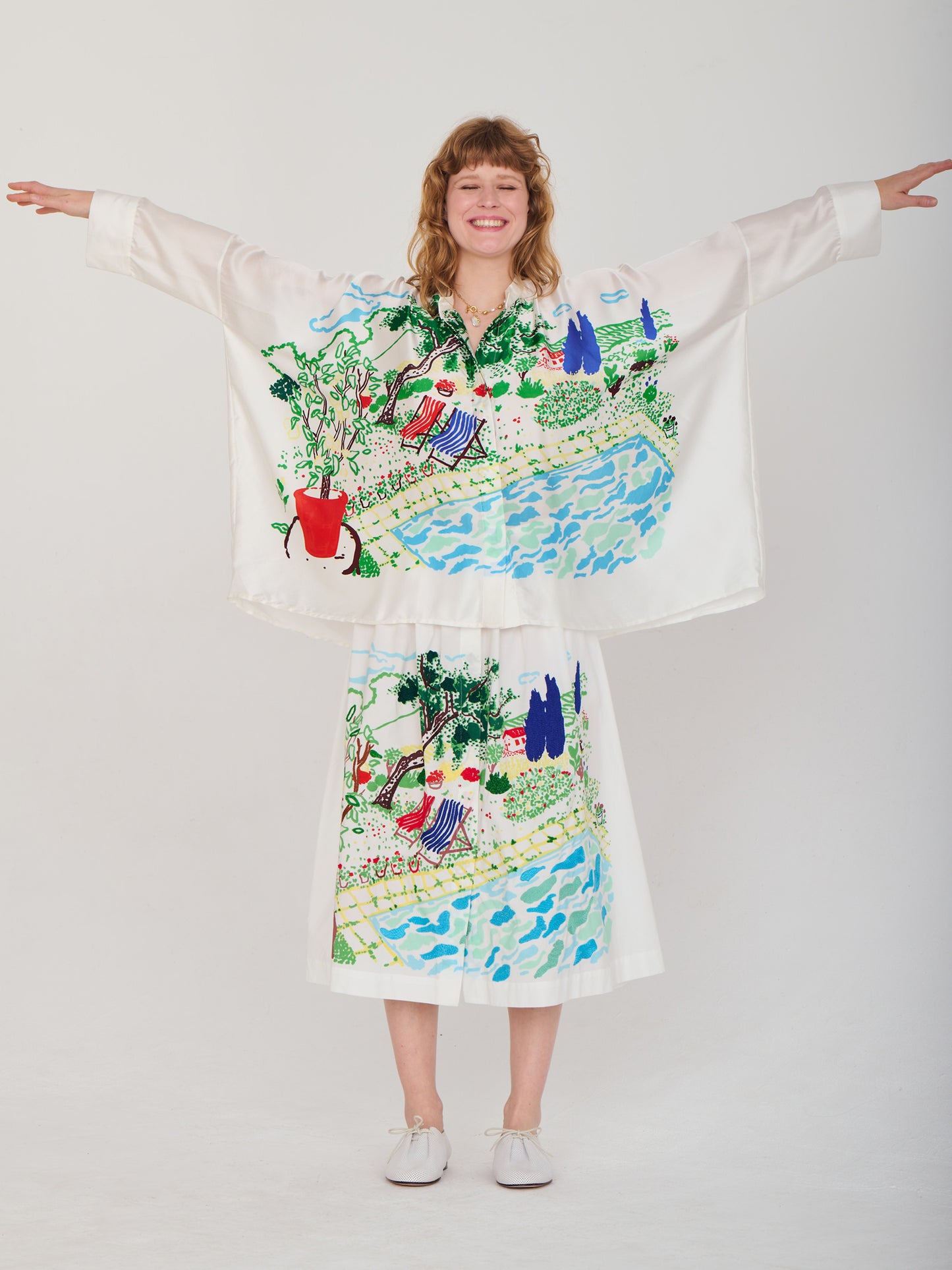 OLGA SILK KAFTAN SHIRT POOL DAY