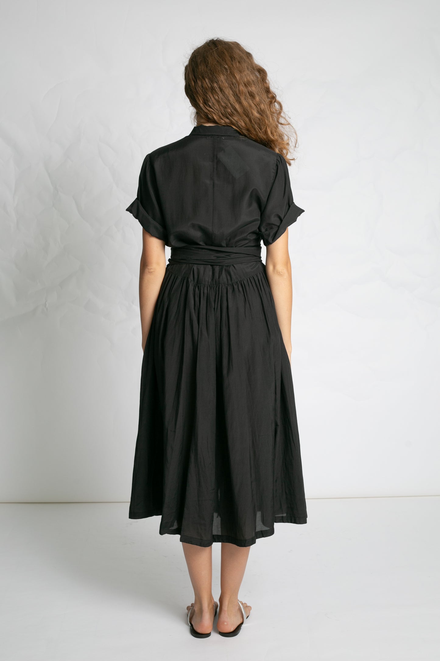 POPLIN DRESS WITH BELT BLACK BLACK