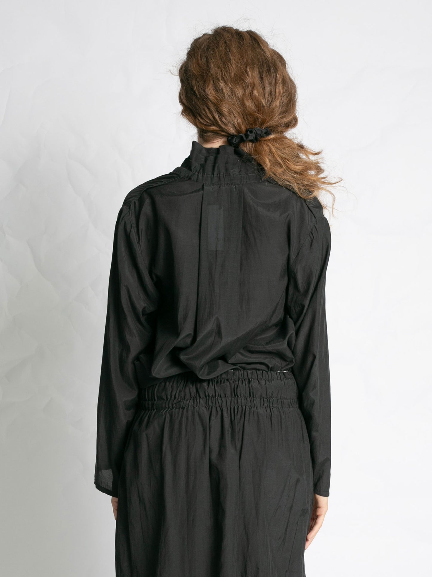 POPLIN SHIRT WITH TIE BLACK BLACK