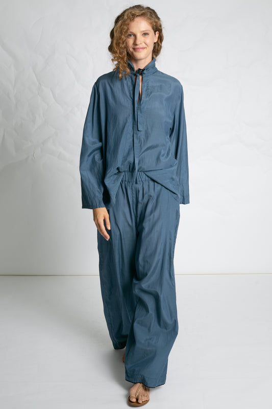 RELAX SOFT POPLIN PANTS BLUE BLUE