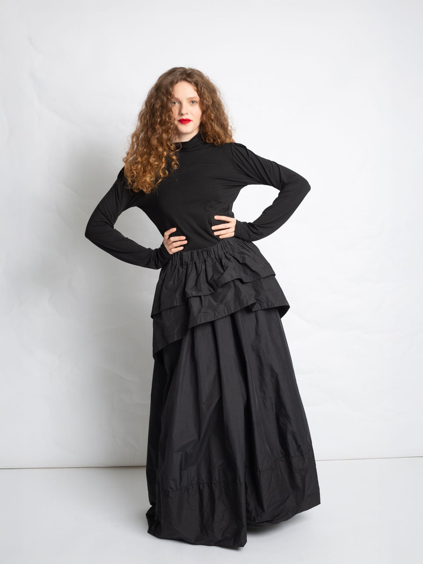 HIGH NECK JERSEY TOP BLACK