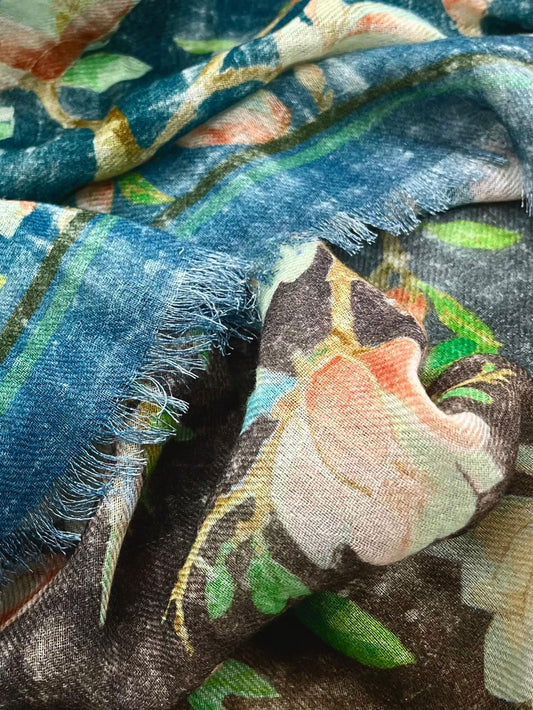 19780-C/MERE SCARF FLORAL AQUA