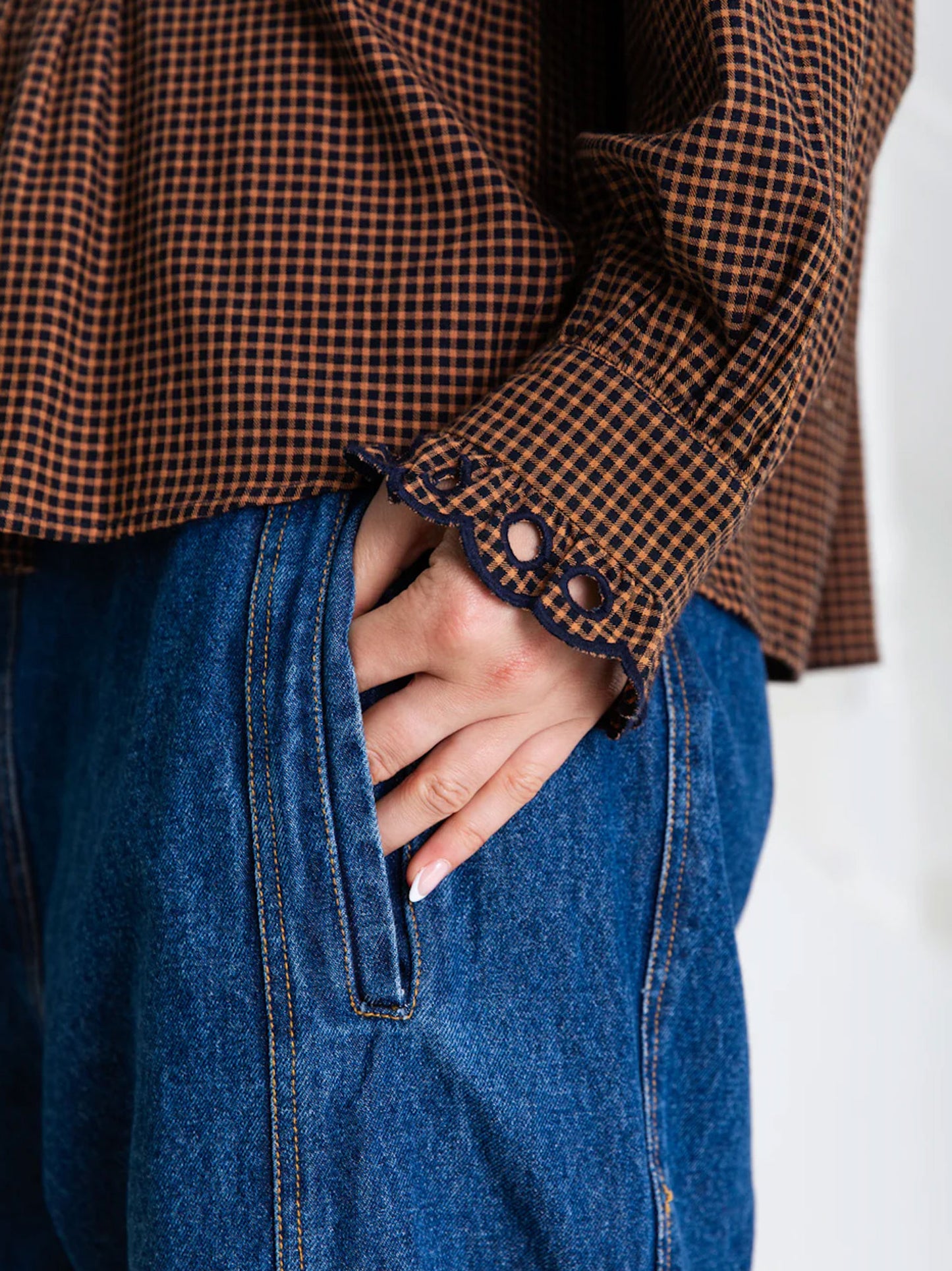 ETIENNE SHIRT MINI CHECKS MIDNIGHT/TAN