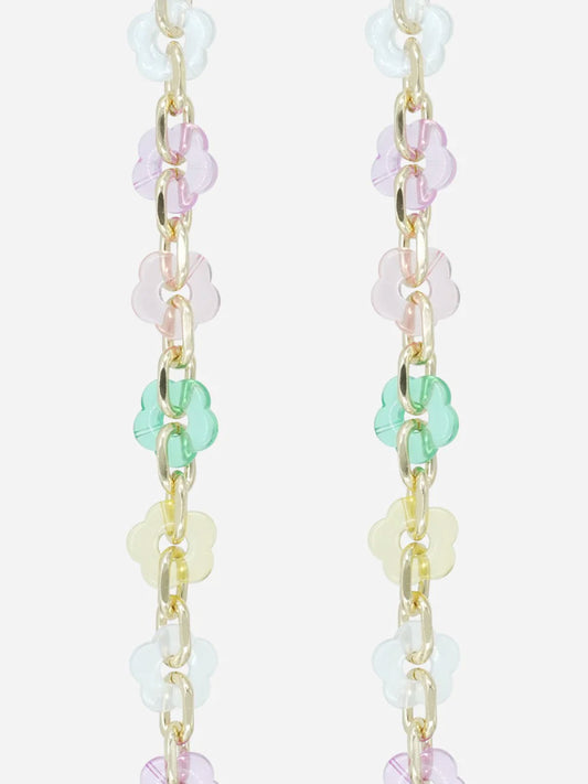 CASSY PHONE CHAIN FLEURS PASTELS - 120CM