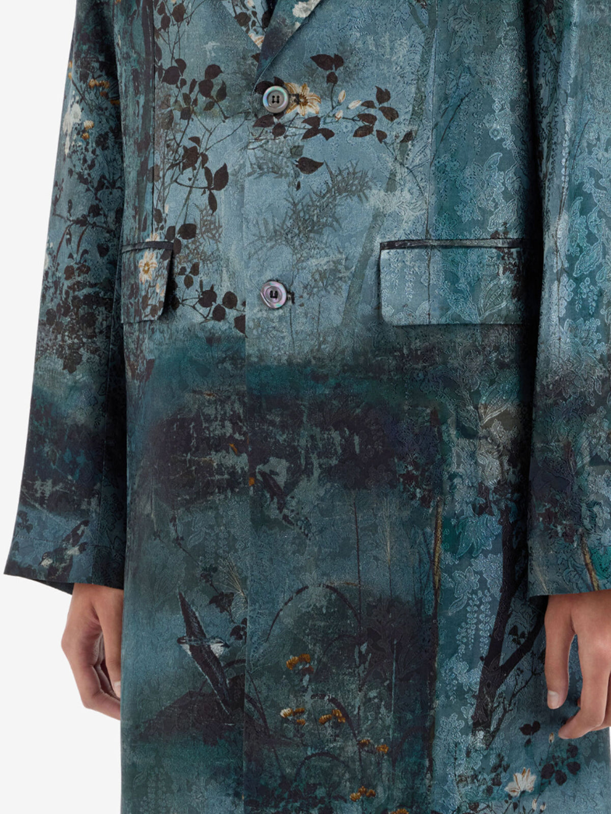 EVENING COAT FLORAL JAQUARD BLUE FLORAL
