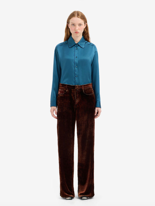 KANDOX VELVET PRINTED DENIM JEAN COPPER BROWN