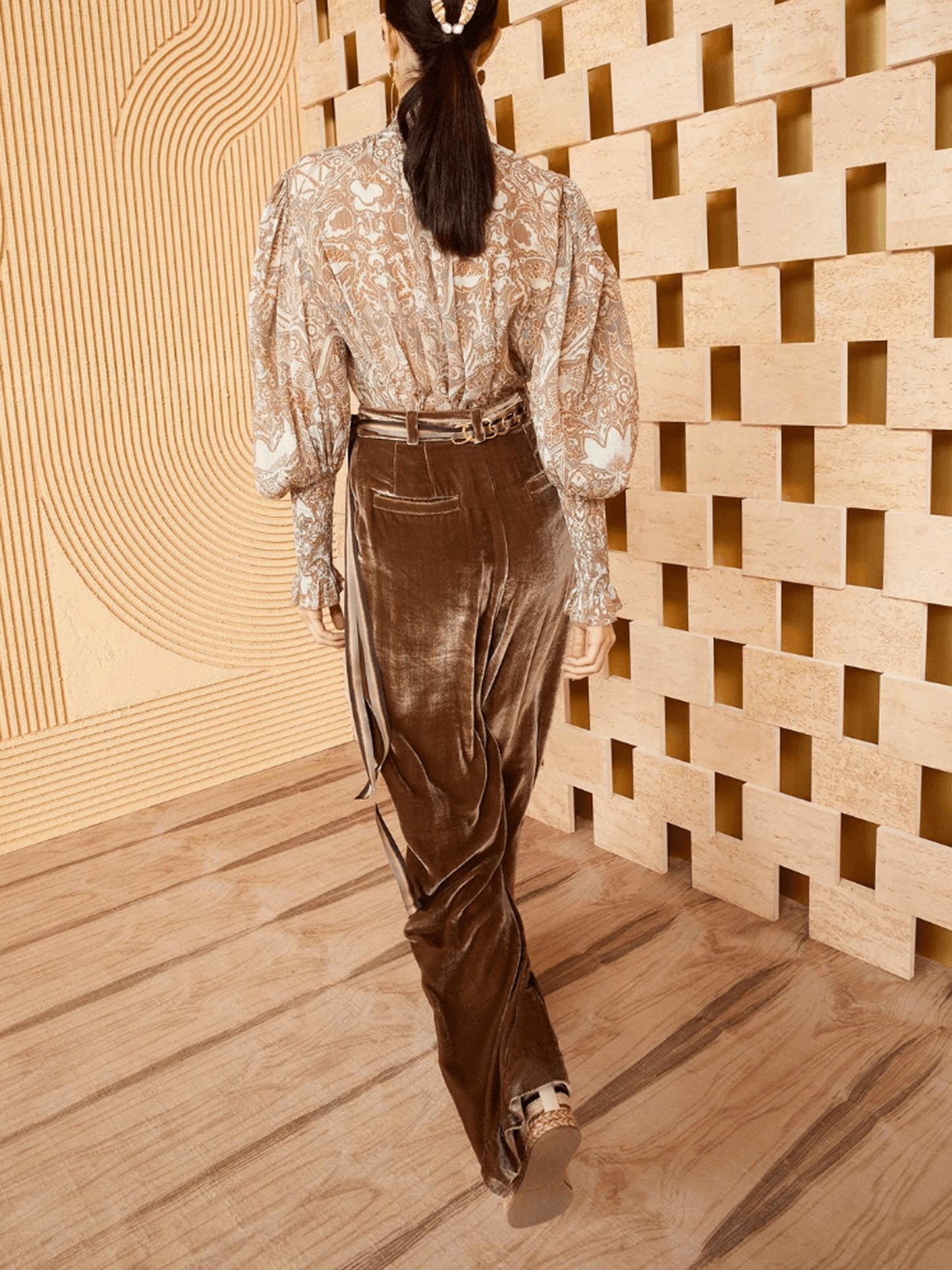 PANTALON EN VELOURS VERONICA MARRON