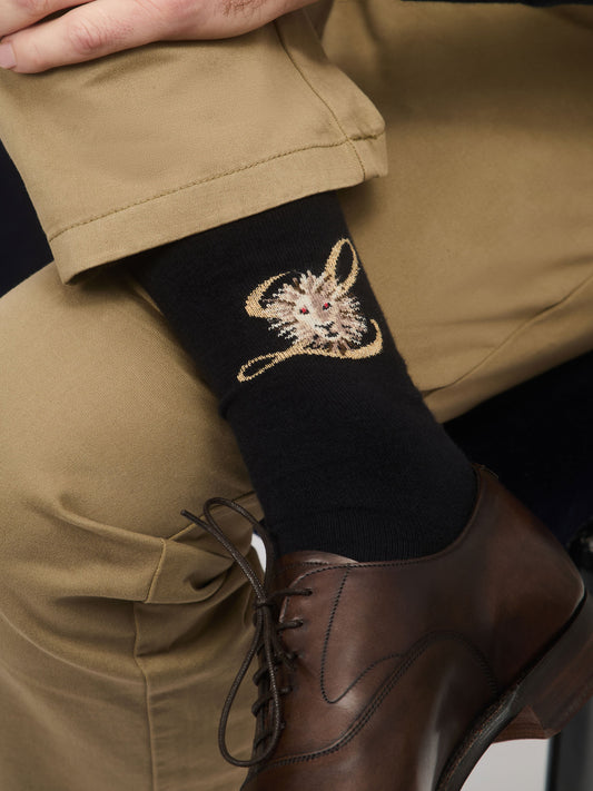 CHAUSSETTES NOIRES LOGO LION