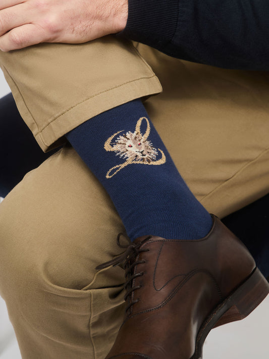 CHAUSSETTES LOGO LION BLEU MARINE