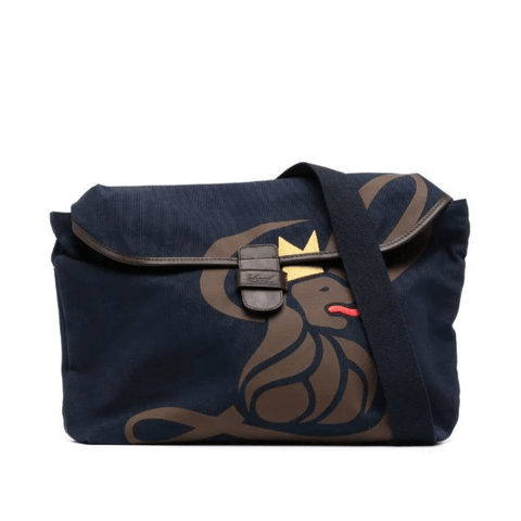 Canvas Lion Messenger Bag - Navy