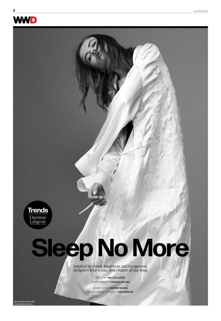 Press Coverage of Alice Archer in WWD Sleep No More Daytime Lingerie Shoot