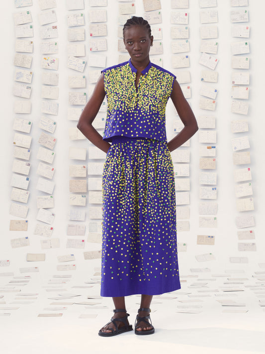 MANTOU TINY FLOWERS SKIRT NAVY YELLOW