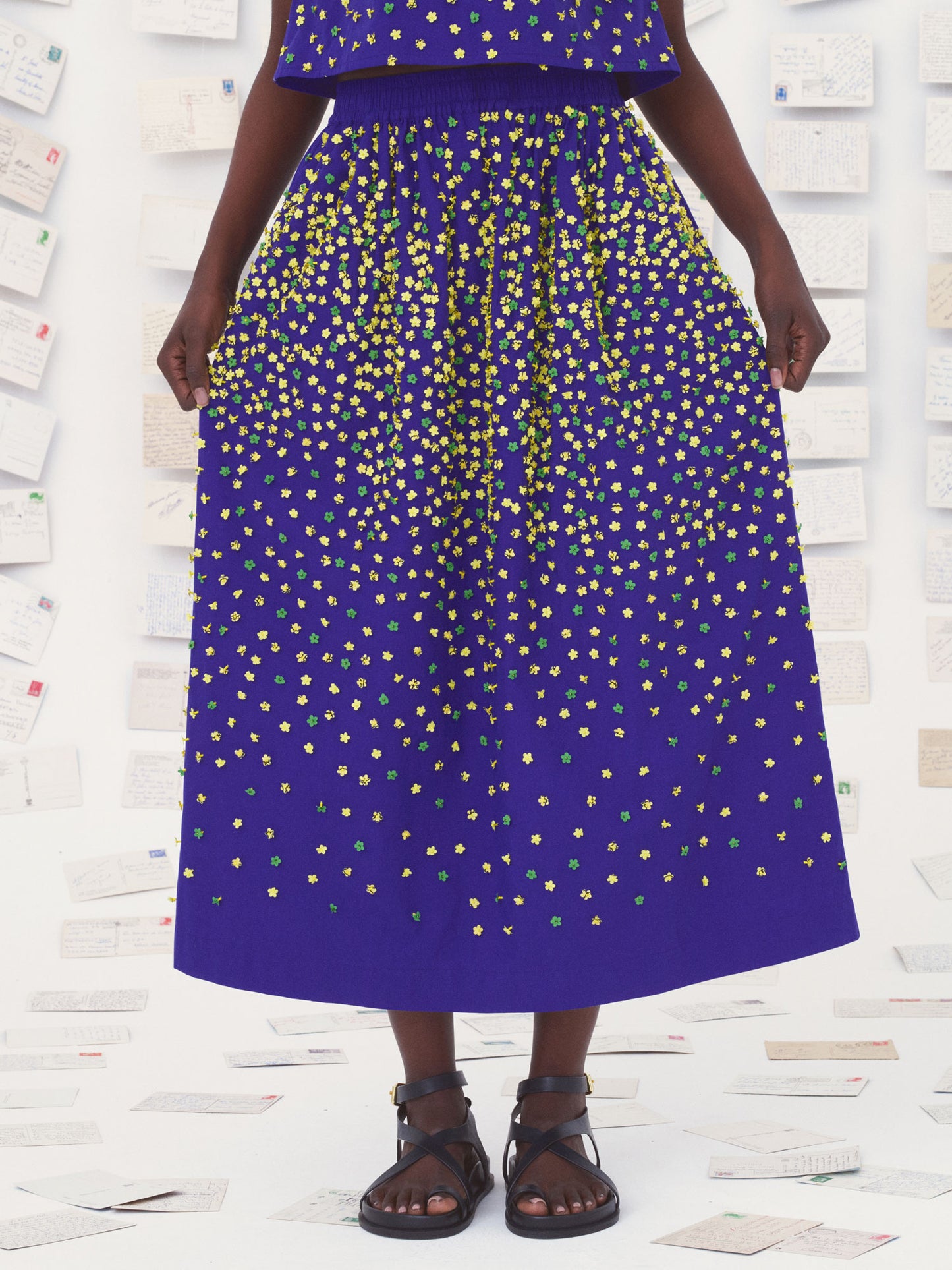 MANTOU TINY FLOWERS SKIRT NAVY YELLOW