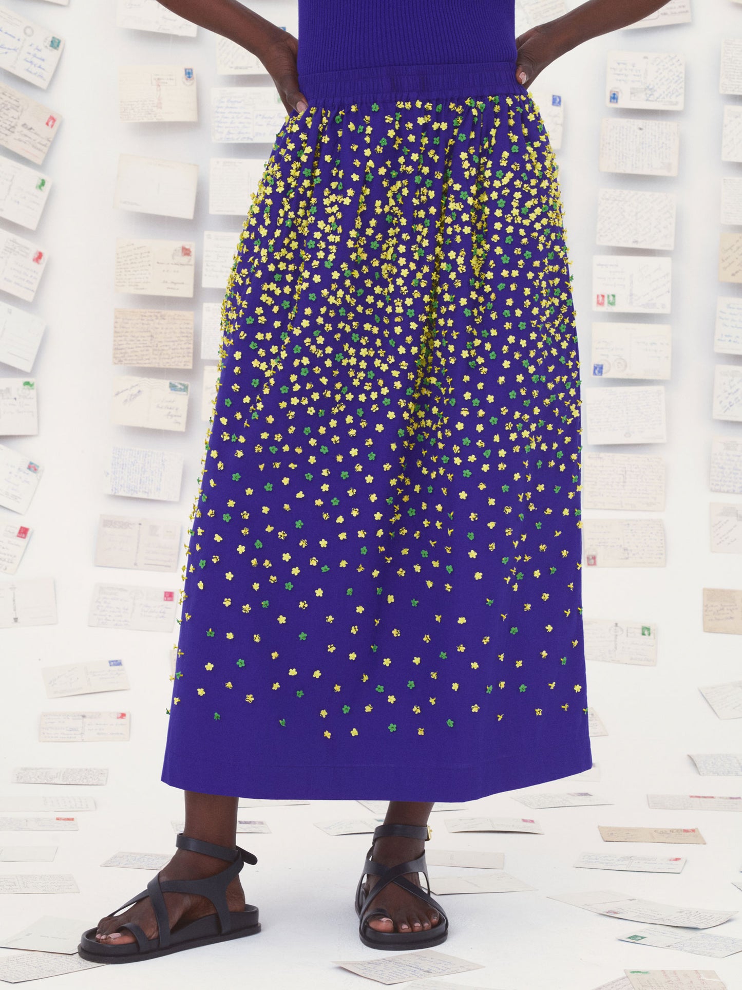 MANTOU TINY FLOWERS SKIRT NAVY YELLOW