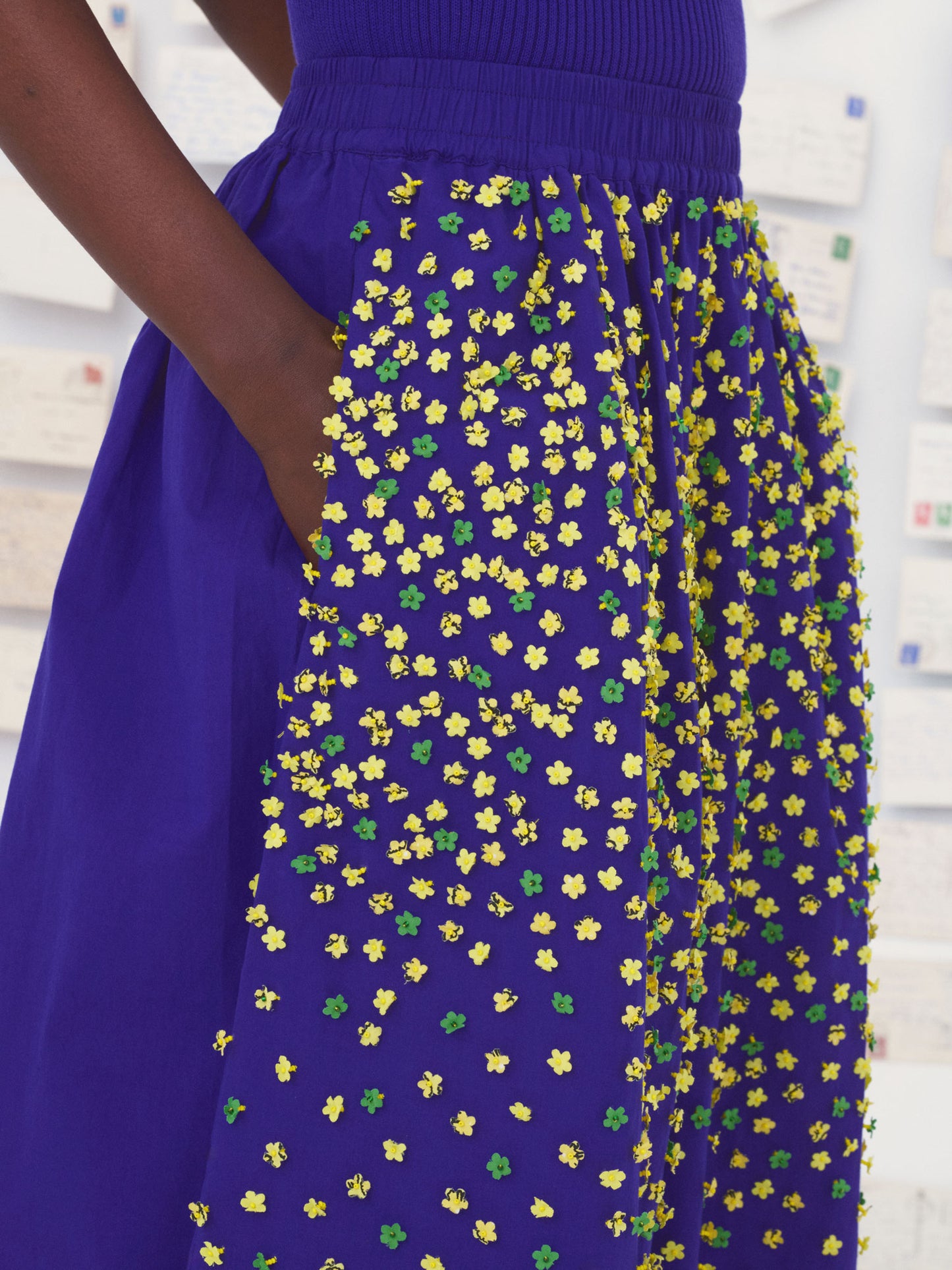 MANTOU TINY FLOWERS SKIRT NAVY YELLOW