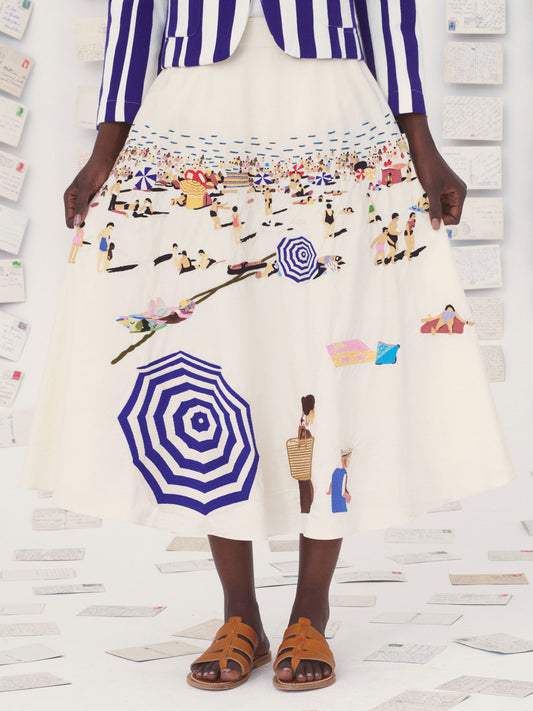 EMBROIDERY SKIRT 56 CORFOU NATURAL / MULTI