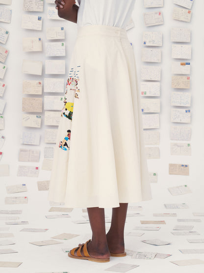 EMBROIDERY SKIRT 56 CORFOU NATURAL / MULTI