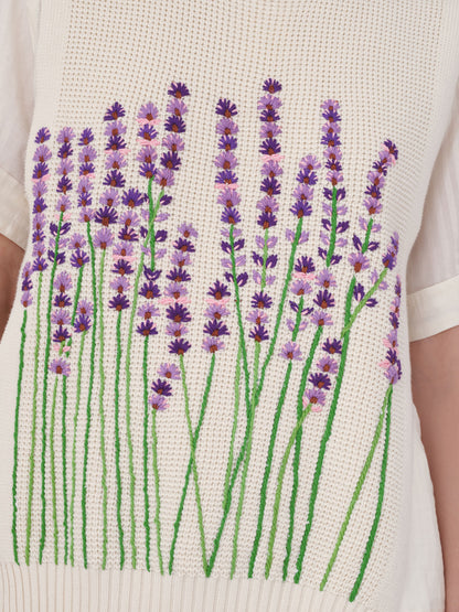 KNITWEAR VIOLETTE FLORAL LAVENDER NAT