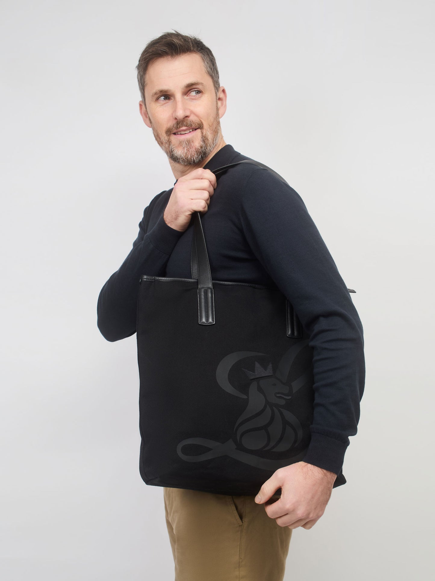 Canvas Lion Shopper - Black