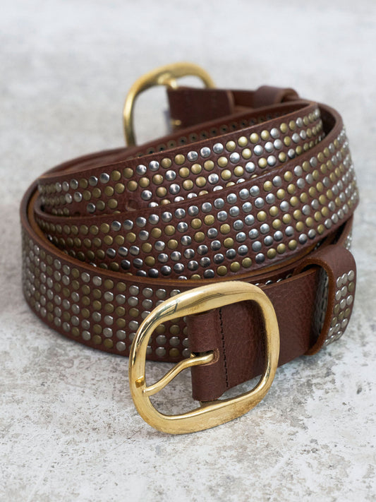 TRIBECA TINY STUDDS BELT BROWN