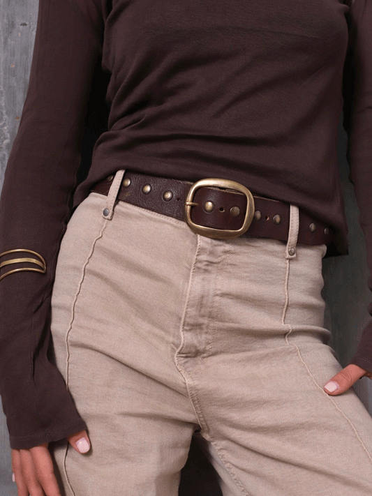 REVOLVER BELT STUDDS BROWN