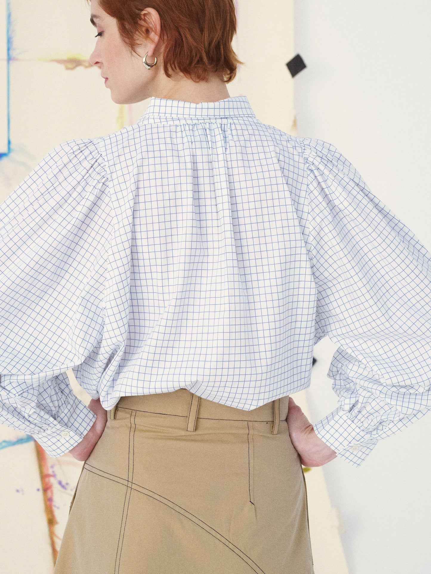 CLAUDIE SHIRT HAND ARTWORK WHITE CHECK MULTI