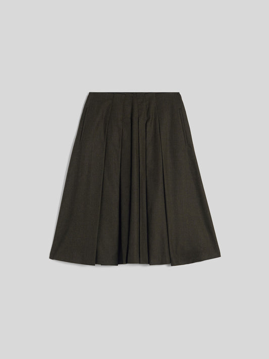 CMERE WOOL PLEATED SKIRT KHAKI