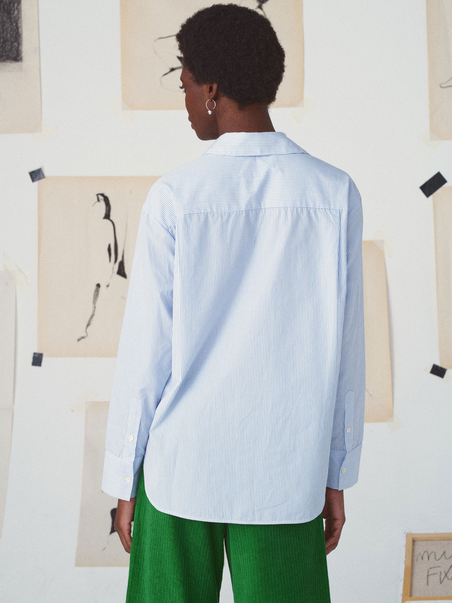 MILOU SHIRT NAMES BY HAND BLUE WHITE STRIPES