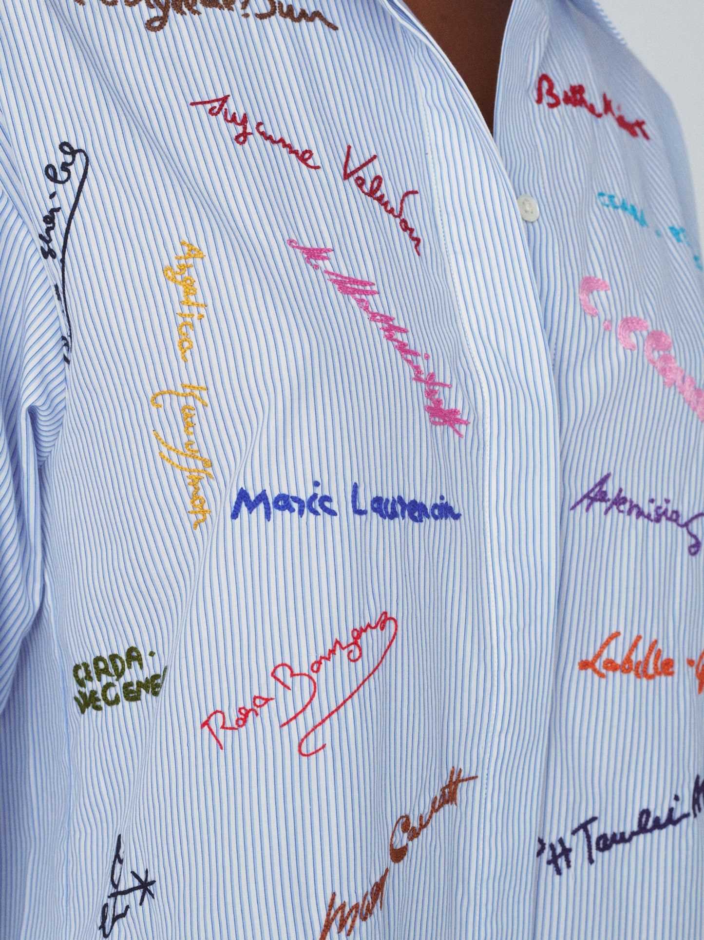 MILOU SHIRT NAMES BY HAND BLUE WHITE STRIPES