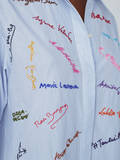 MILOU SHIRT NAMES BY HAND BLUE WHITE STRIPES