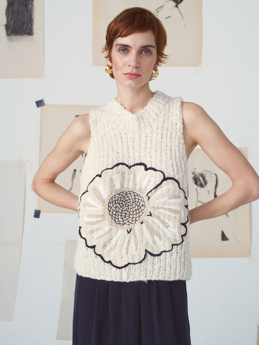 MAYA FLOWER KNIT BY HAND OFF WHITE/ MULTI