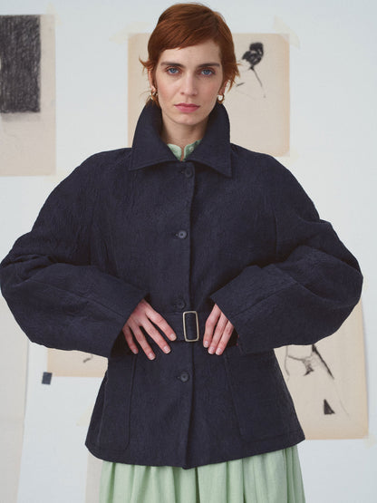 CATHISU JKT SILK EMBROIDERED BLACK SILK