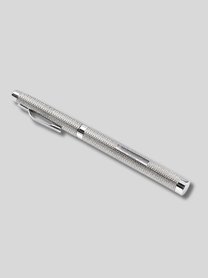 Chelsea 925 Sterling Silver Rollerball Pen – Hand Engine-Turned Barleycorn Guilloché