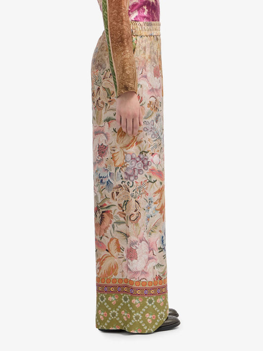 ALOE FLORAL SILK PANTS FLORAL
