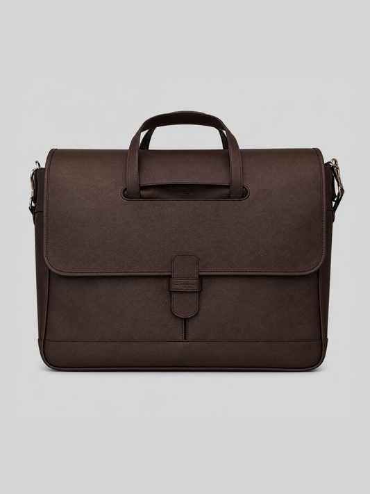 LARGE LEATHER BRIEFCASE - BROWN CHOCOLATE